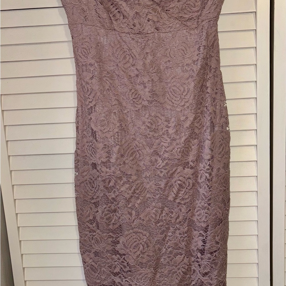 Express Strapless Lace Dress in Mauve